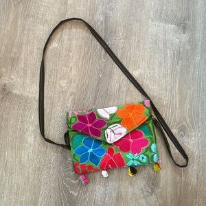 Guatemalan handcrafted Floral Embroidered Crossbody Bag